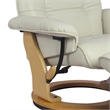 Pemberly Row Contemporary Cream Leather Swivel Recliner with Matching Ottoman