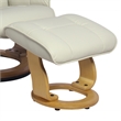 Pemberly Row Contemporary Cream Leather Swivel Recliner with Matching Ottoman