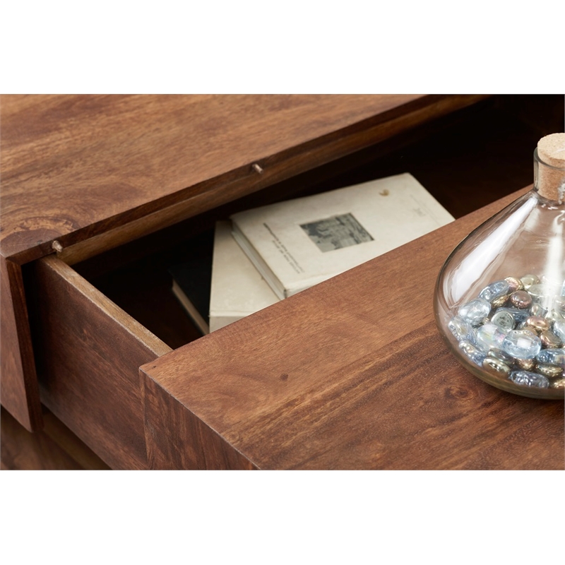 Pemberley Row Solid Wood Walnut Coffee Table Rectangular Storage 42.5