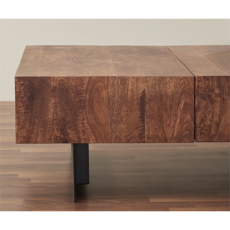 Pemberley Row Solid Wood Walnut Coffee Table Rectangular Storage 42.5