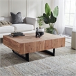 Pemberley Row Solid Wood Iron Natural Coffee Table Rectangular Sliding Top 42.5