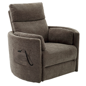 Pemberly Row Modern Fabric Power Lift Glider Recliner in Brown/Krypton