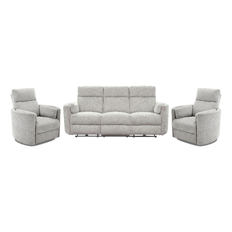 Pemberly Row Modern Mineral Power Glider Reclining Sofa and Two Glider Recliners