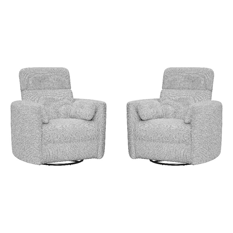 Pemberly Row Manual Swivel Glider Recliner Chair in Angora Linen (Set of 2)