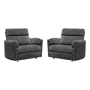 Pemberly Row XL Mediterranean Charcoal Extra Wide Power Glider Recliner Two Pack