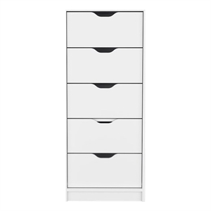 Pemberly Row Contemporary Engineered Wood 5-Drawers Dresser in White