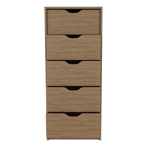 Pemberly Row Contemporary Engineered Wood 5-Drawers Dresser in Macadamia