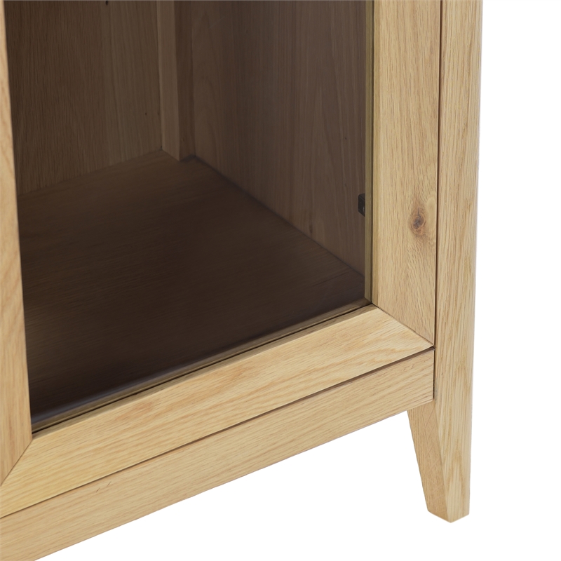 Pemberly Row Modern Natural Oak Wood Brown Curio Cabinet with Adjustable Shelves