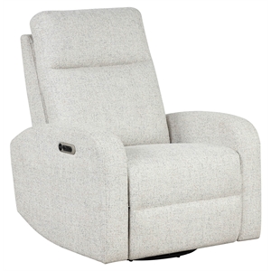 Pemberly Row Contemporary Fabric Power Swivel Glider Recliner in Cream