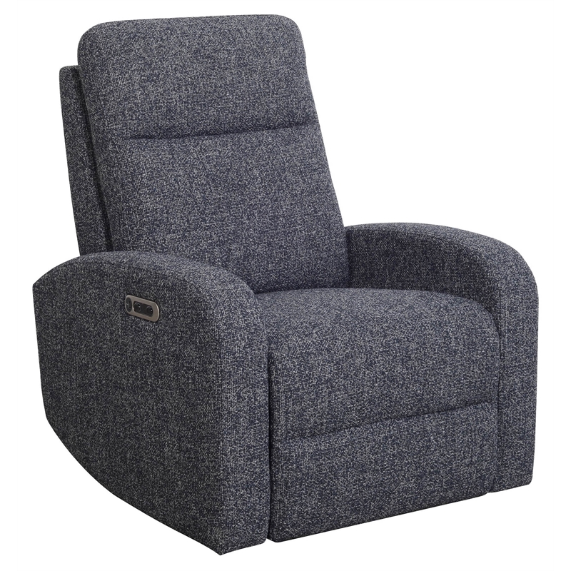 Pemberly Row Contemporary Fabric Power Swivel Glider Recliner in Black