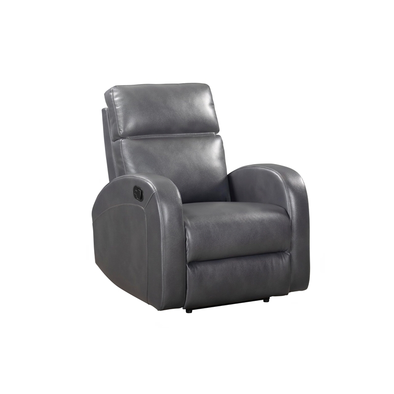 Pemberly Row Contemporary Polyester Manual Glider Recliner in Pebble Gray