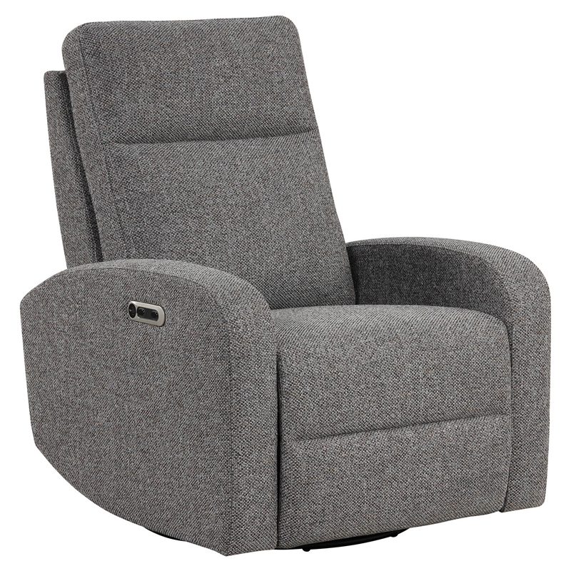Pemberly Row Set of 2 Contemporary Leather Power Swivel Glider Recliner in Gray