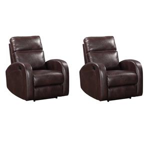 Pemberly Row Set of 2 Contemporary Pebble Brown Manual Glider Recliner