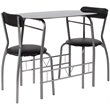 Pemberly Row Contemporary 3 Piece Glass Top Bistro Set in Black