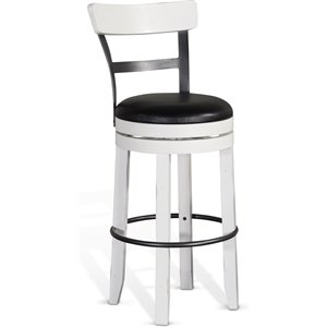 Pemberly Row 30&quot Swivel Barstools with Back in Dark Brown & White (Set of 2)