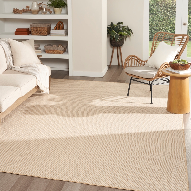 Pemberly Row Contemporary 10' x 14' Rectangle Natural Fabric Area Rug