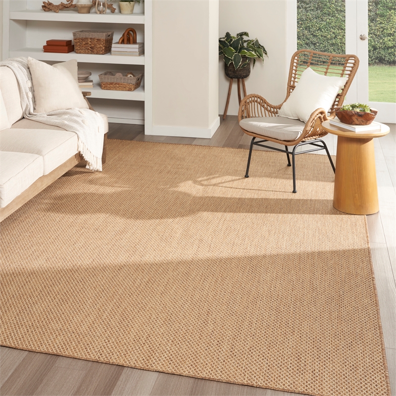 Pemberly Row Contemporary 10' x 14' Jute Faux Fabric Area Rug