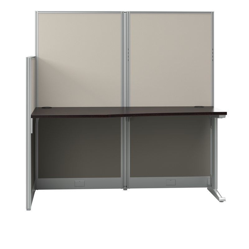 Pemberly Row 65W Straight Cubicle Desk in Mocha Cherry - Engineered Wood