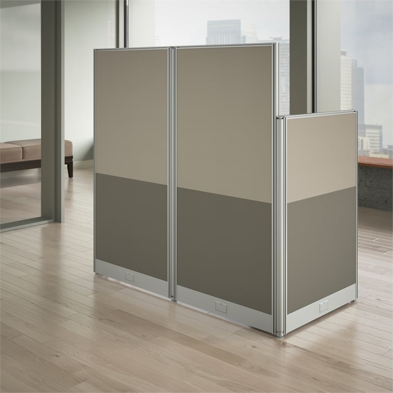 Pemberly Row 65W Straight Cubicle Desk in Mocha Cherry - Engineered Wood