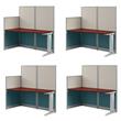 Pemberly Row Set of 4 Engineered Wood 65W Straight Cubicle Desk in Hansen Cherry