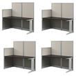 Pemberly Row Set of 4 Engineered Wood 65W Straight Cubicle Desk in Mocha Cherry