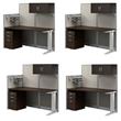 Pemberly Row Set of 4 Engineered Wood Cubicle Desk with Storage in Mocha Cherry