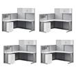 Pemberly Row Set of 4 Engineered Wood L Cubicle Desk with Storage in Pure White