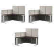 Pemberly Row Set of 3 Engineered Wood 65W L Shaped Cubicle Desk in Mocha Cherry