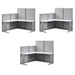 Pemberly Row Set of 3 Engineered Wood 65W L Shaped Cubicle Desk in Pure White
