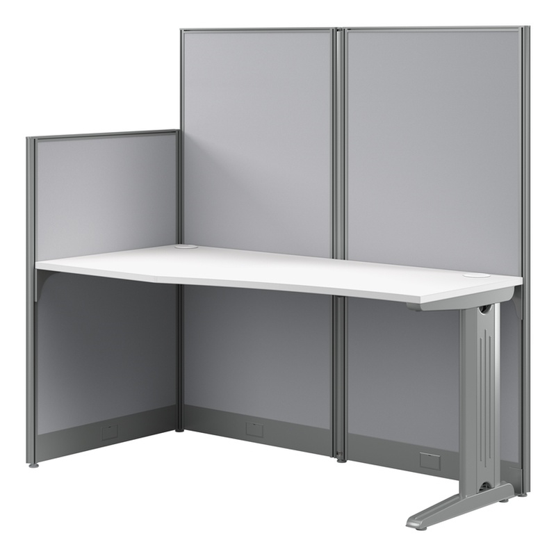 Pemberly Row Set of 3 Engineered Wood Straight Cubicle Desk in Pure White