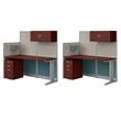 Pemberly Row Set of 2 Engineered Wood Cubicle Desk with Storage in Hansen Cherry