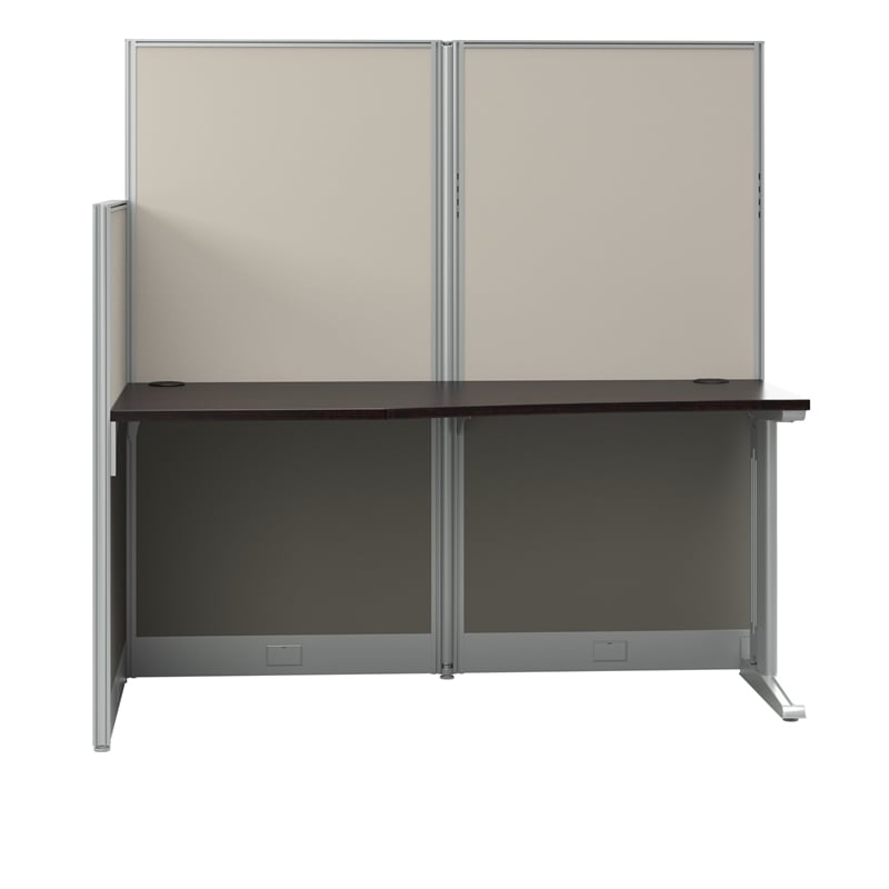 Pemberly Row Set of 2 Engineered Wood 65W Straight Cubicle Desk in Mocha Cherry