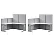 Pemberly Row Set of 2 Engineered Wood 65W L Shaped Cubicle Desk in Pure White