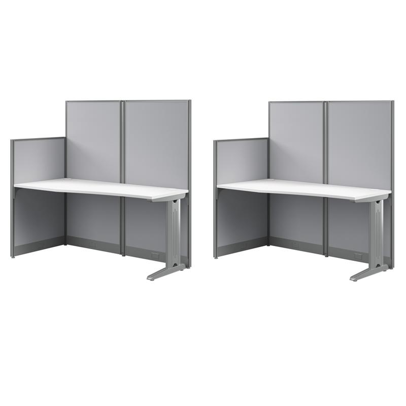 Pemberly Row Set of 2 Engineered Wood Straight Cubicle Desk in Pure White