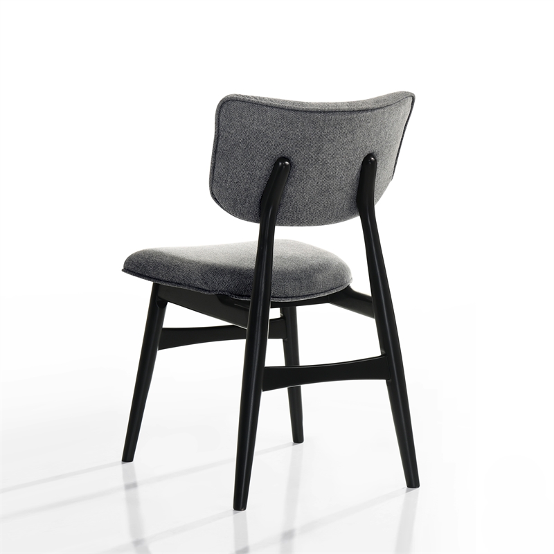 Pemberly Row Solid Wood Dining Chairs in Gray Fabric Upholstery (Set of 2)