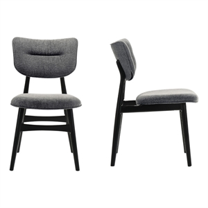 Pemberly Row Solid Wood Dining Chairs in Gray Fabric Upholstery (Set of 2)