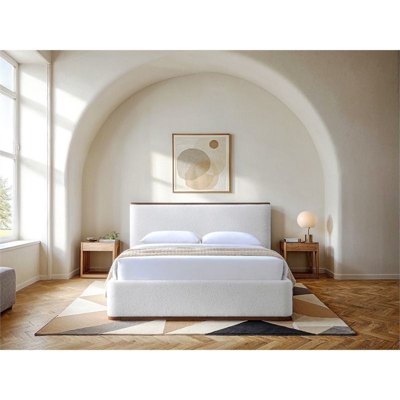 Pemberley Row Upholstered White Queen Platform Bed Rectangular Durable 71.3