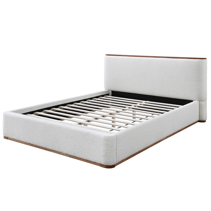 Pemberley Row Upholstered White Queen Platform Bed Rectangular Durable 71.3