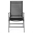 Pemberly Row 4 Pieces Steel and Fabric Patio Folding Dining Chairs in Black