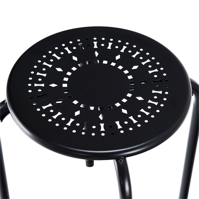 Pemberly Row Contemporary Metal Stools in Black Finish (Set of 6)