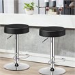 Pemberly Row Leather & Steel Adjustable Swivel Bar Stool with Footrest in Black