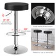 Pemberly Row Leather & Steel Adjustable Swivel Bar Stool with Footrest in Black