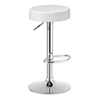 Pemberly Row Leather & Steel Adjustable Swivel Bar Stool with Footrest in White