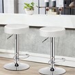 Pemberly Row Leather & Steel Adjustable Swivel Bar Stool with Footrest in White