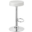Pemberly Row Leather & Steel Adjustable Swivel Bar Stool with Footrest in White