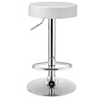 Pemberly Row Leather & Steel Adjustable Swivel Bar Stool with Footrest in White