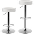 Pemberly Row Leather & Steel Adjustable Swivel Bar Stool with Footrest in White