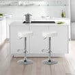 Pemberly Row Leather & Steel Adjustable Swivel Bar Stool with Footrest in White