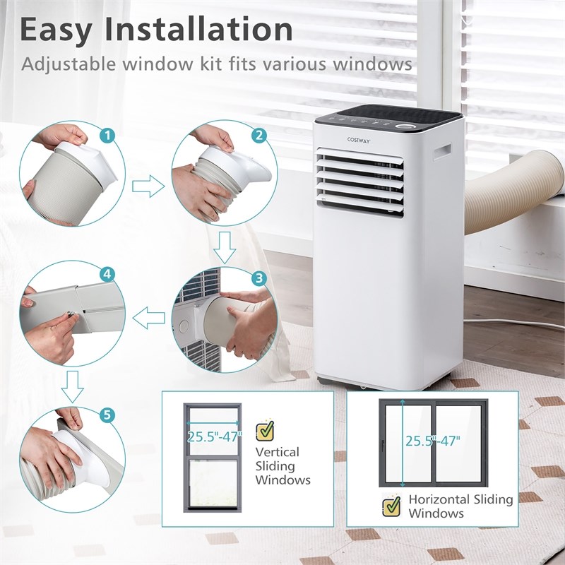 Pemberly Row 10000BTU White Portable Air Conditioner Cooler with Different Modes