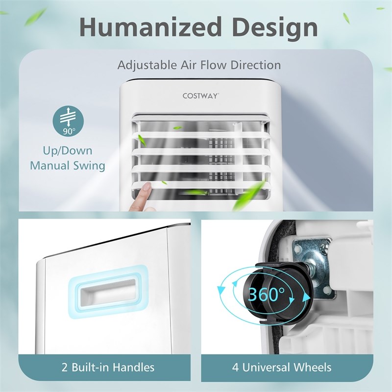 Pemberly Row 10000BTU White Portable Air Conditioner Cooler with Different Modes